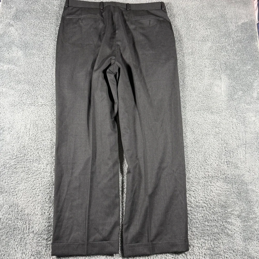 Zanella Dress Pants Mens 36x30 Gray Double Pleated Wool Cuffed Italy Alter